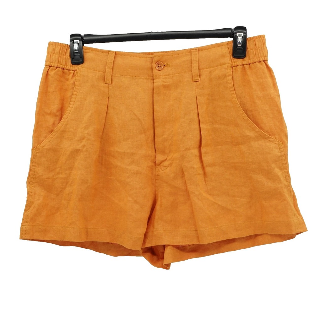 Madewell Linen Shorts SZ 12 Pleated Front Beachy Coastal Workleisure Preppy